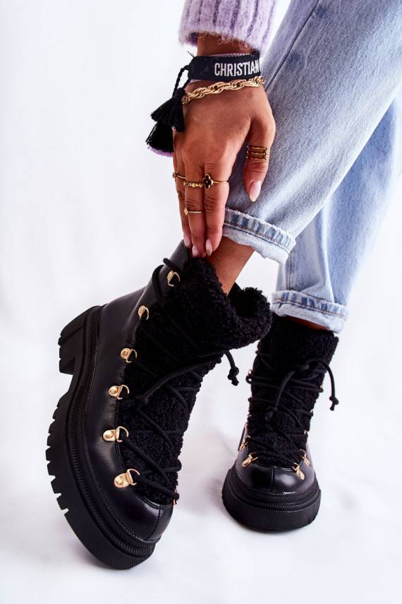 Leather Warm Boots Black Arisa