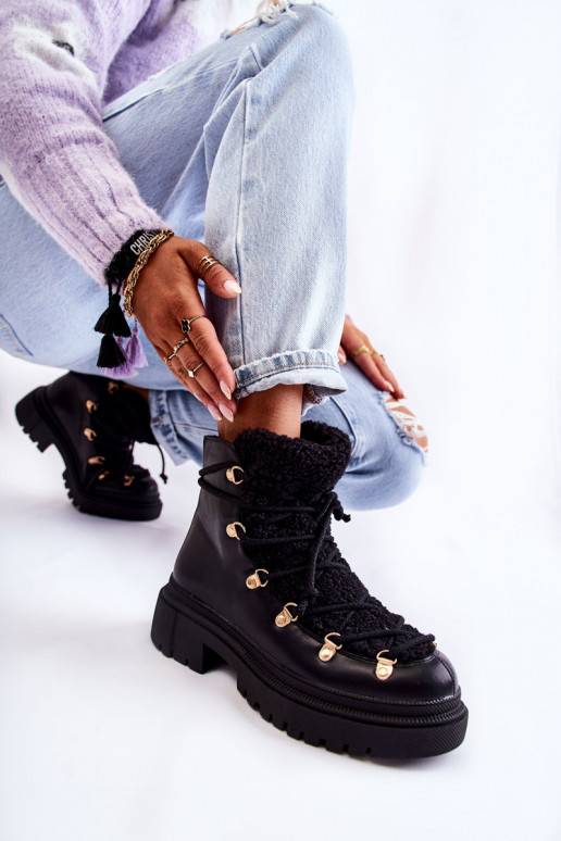 Leather Warm Boots Black Arisa Leather Warm Boots Black Arisa