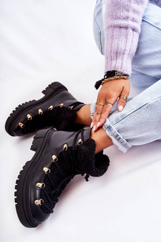 Leather Warm Boots Black Arisa Leather Warm Boots Black Arisa