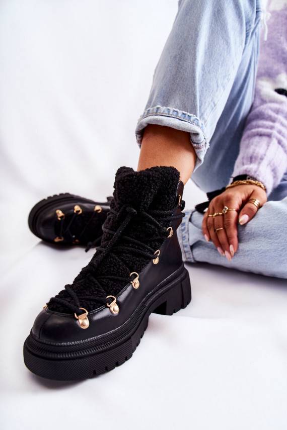 Leather Warm Boots Black Arisa