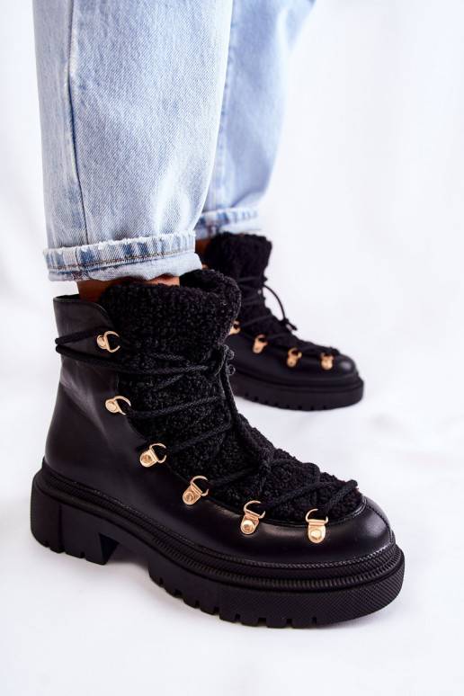 Leather Warm Boots Black Arisa Leather Warm Boots Black Arisa