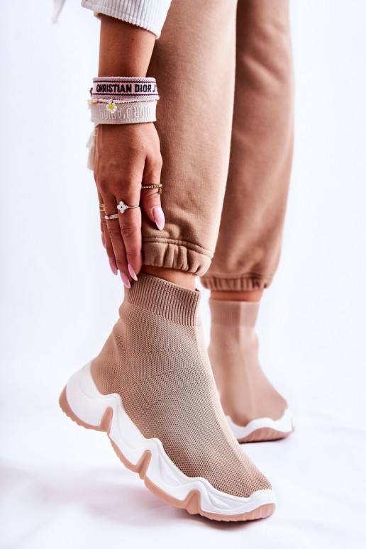 Women's High Textile Sport Shoes Beige Morris