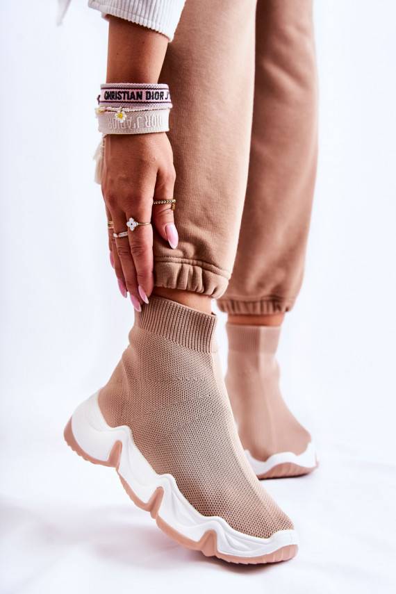 Women's High Textile Sport Shoes Beige Morris