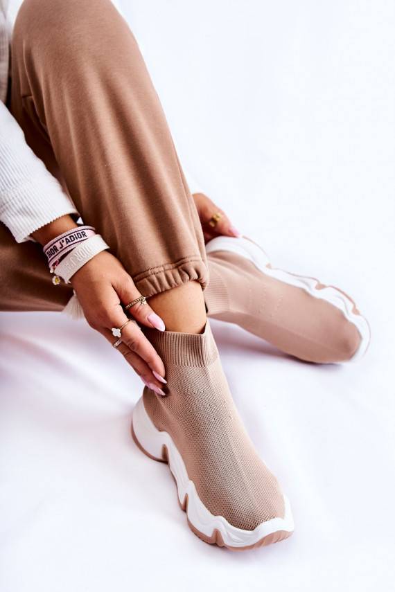 Women's High Textile Sport Shoes Beige Morris