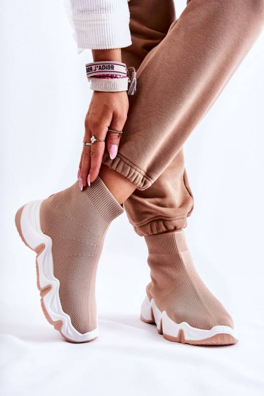 Women's High Textile Sport Shoes Beige Morris