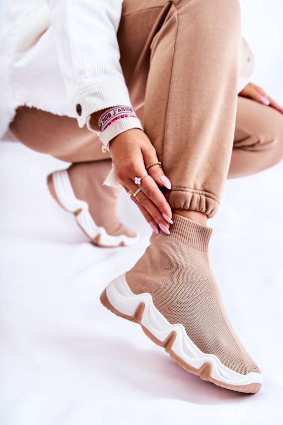 Women's High Textile Sport Shoes Beige Morris