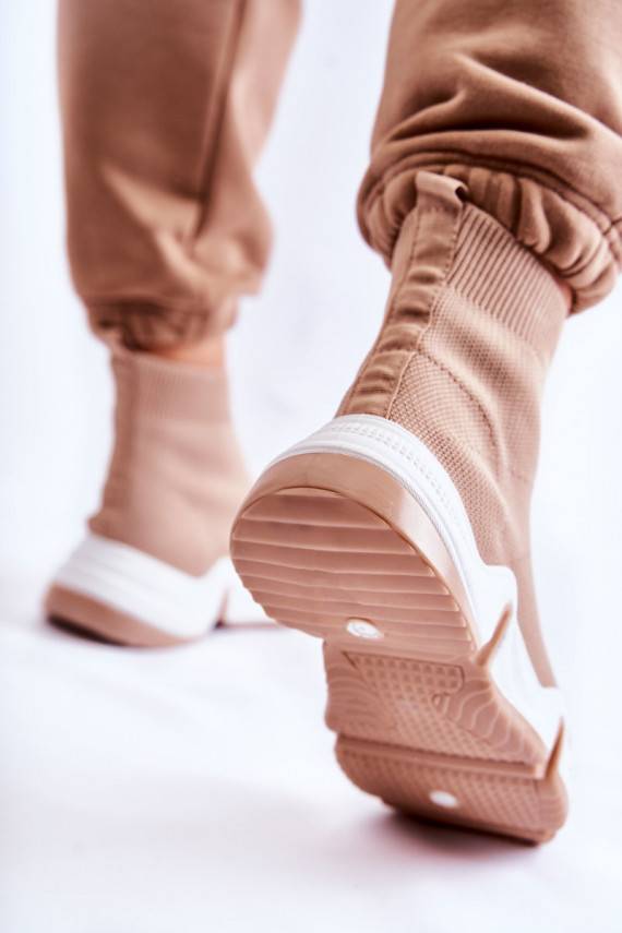 Women's High Textile Sport Shoes Beige Morris