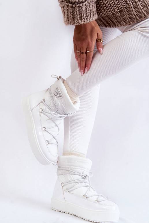 Women's Fashionable Lace-up Snow Boots White Carrios Women's Fashionable Lace-up Snow Boots White Carrios