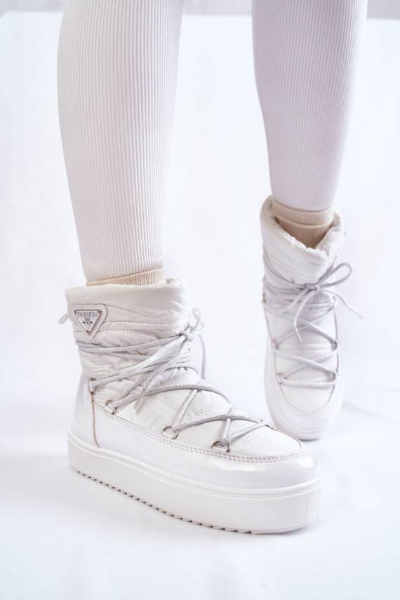 Women's Fashionable Lace-up Snow Boots White Carrios