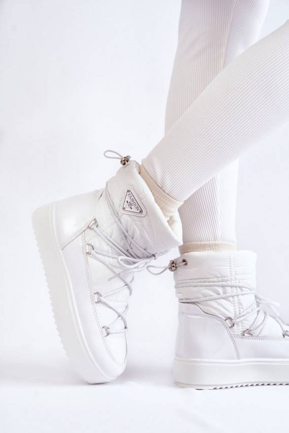 Women's Fashionable Lace-up Snow Boots White Carrios