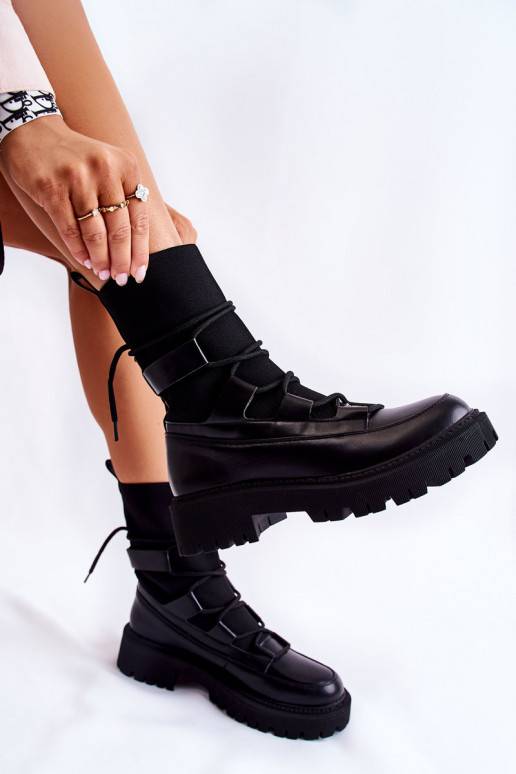 Women's Boots Workers With A Sock Black Fallor