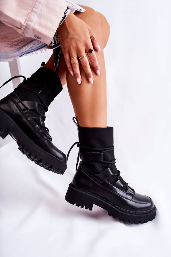 Women's Boots Workers With A Sock Black Fallor