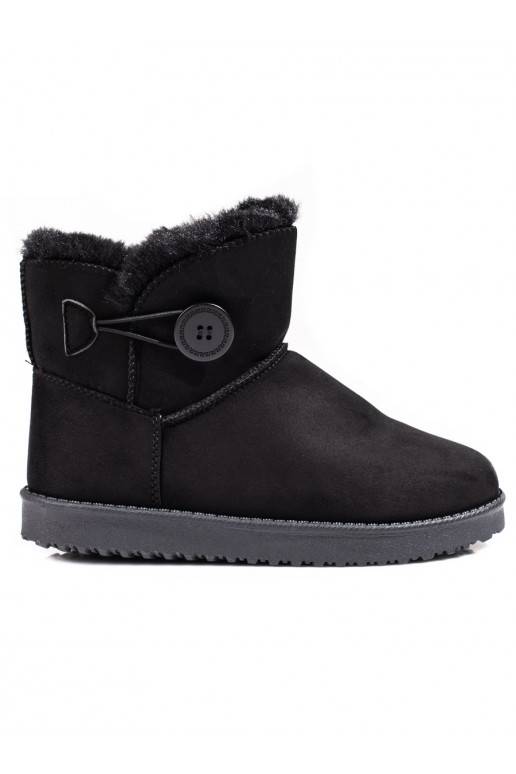 warm Women's snow boots Shelovet black z guzikiem