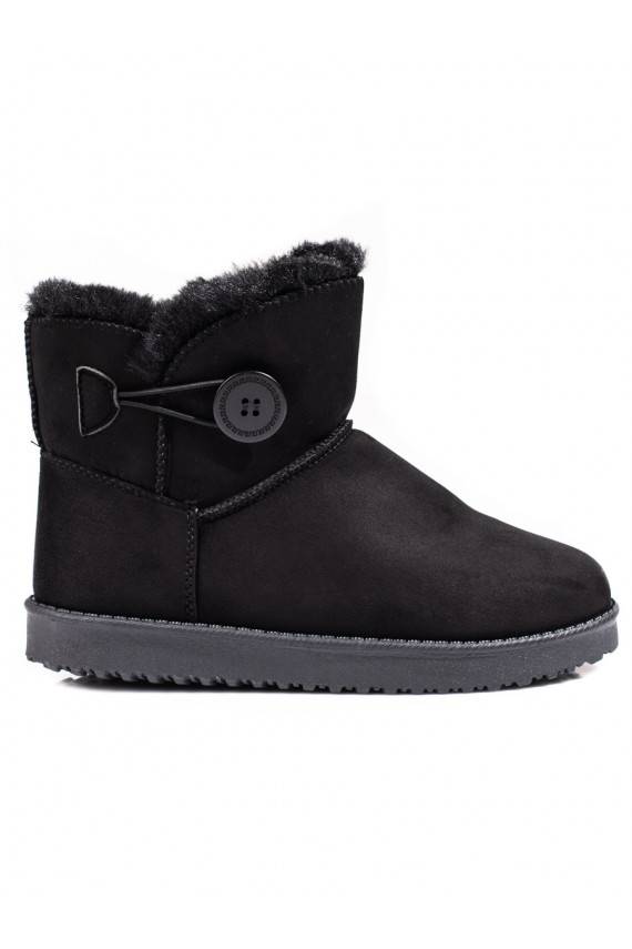 warm Women's snow boots Shelovet black z guzikiem