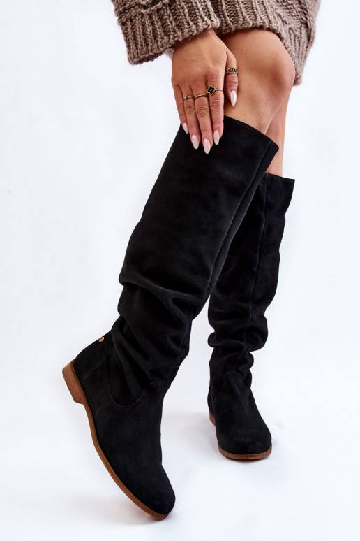 Women's Suede Knee Boots Maciejka 05790-01 Black