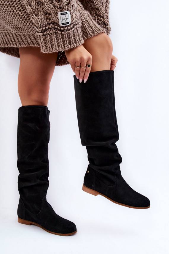 Women's Suede Knee Boots Maciejka 05790-01 Black