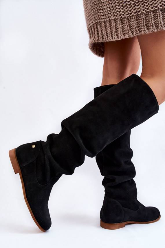 Women's Suede Knee Boots Maciejka 05790-01 Black
