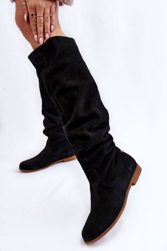 Women's Suede Knee Boots Maciejka 05790-01 Black