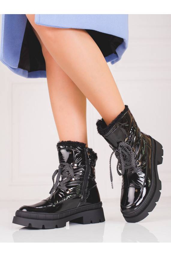 black Women's snow boots with fur Shelovet