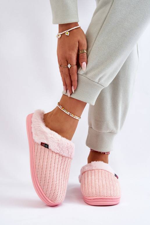 Women's Insulated Slip-On Slippers With Fur Pink Leriss
