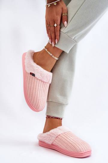 Women's Insulated Slip-On Slippers With Fur Pink Leriss 2