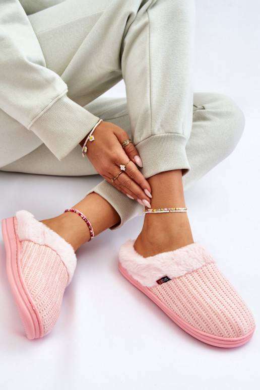 Women's Insulated Slip-On Slippers With Fur Pink Leriss Women's Insulated Slip-On Slippers With Fur Pink Leriss