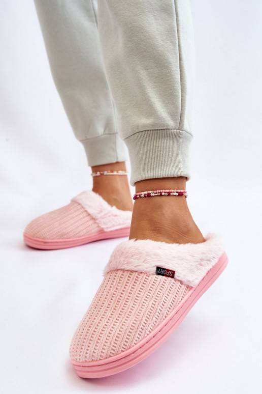 Women's Insulated Slip-On Slippers With Fur Pink Leriss Women's Insulated Slip-On Slippers With Fur Pink Leriss