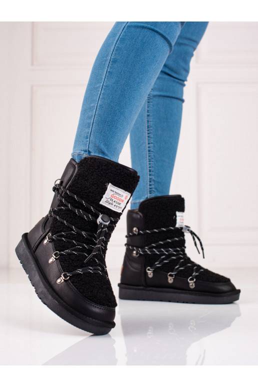 warm black Women's snow boots shelovet