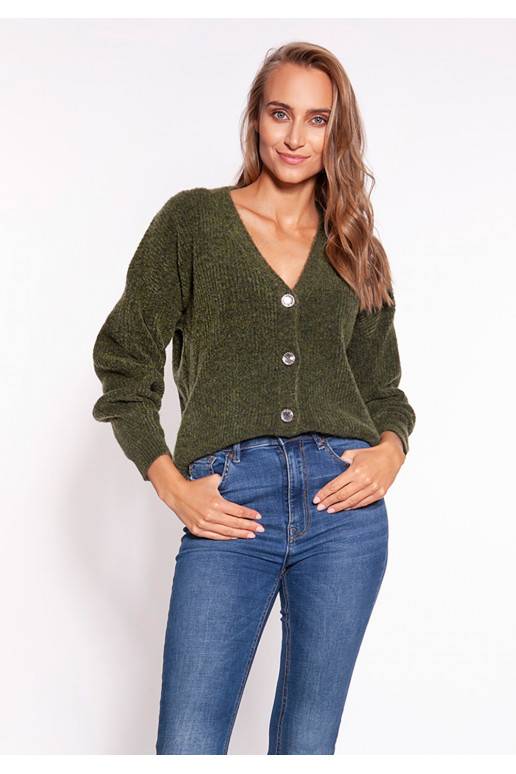 Žalios spalvos moteriškas kardiganas MKM