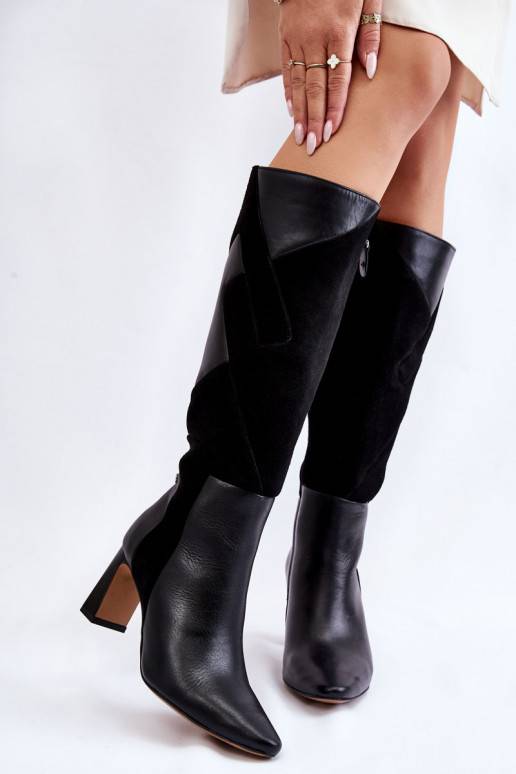 Women's Leather Knee Boots Maciejka 05784-01 Black