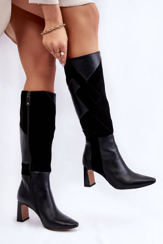 Women's Leather Knee Boots Maciejka 05784-01 Black