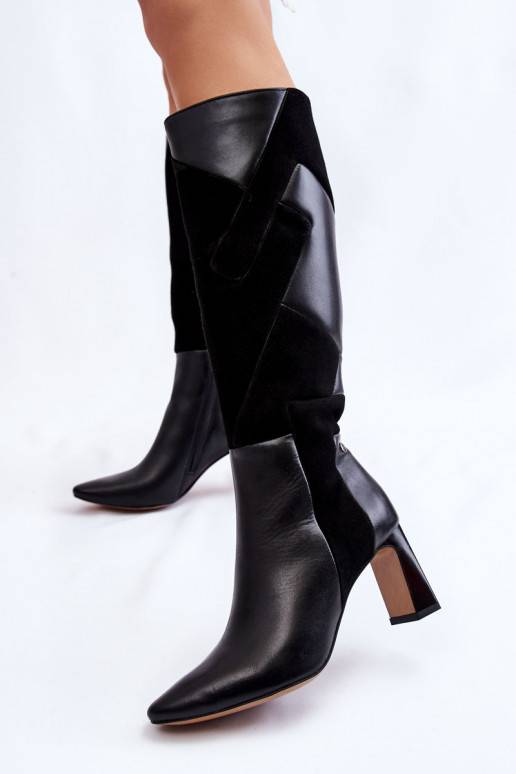 Women's Leather Knee Boots Maciejka 05784-01 Black