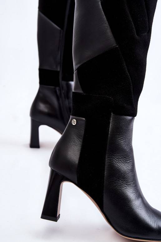 Women's Leather Knee Boots Maciejka 05784-01 Black