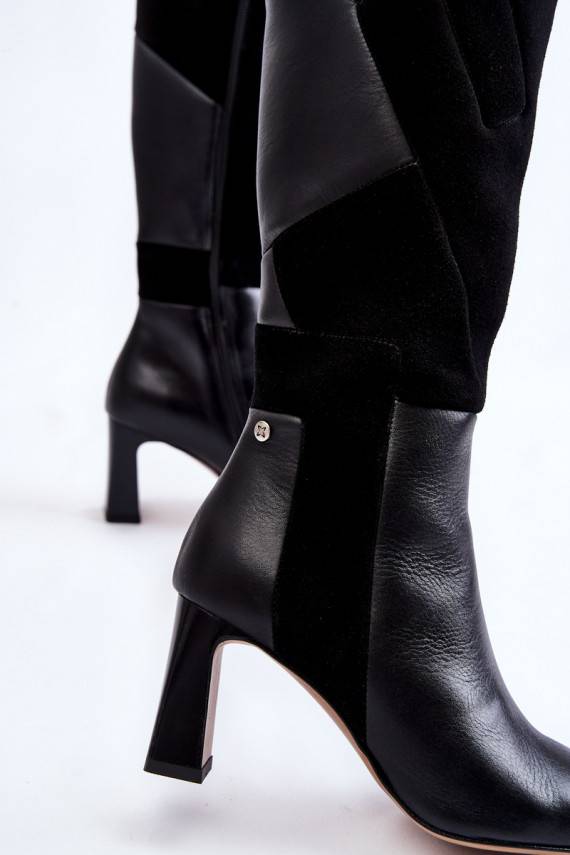 Women's Leather Knee Boots Maciejka 05784-01 Black
