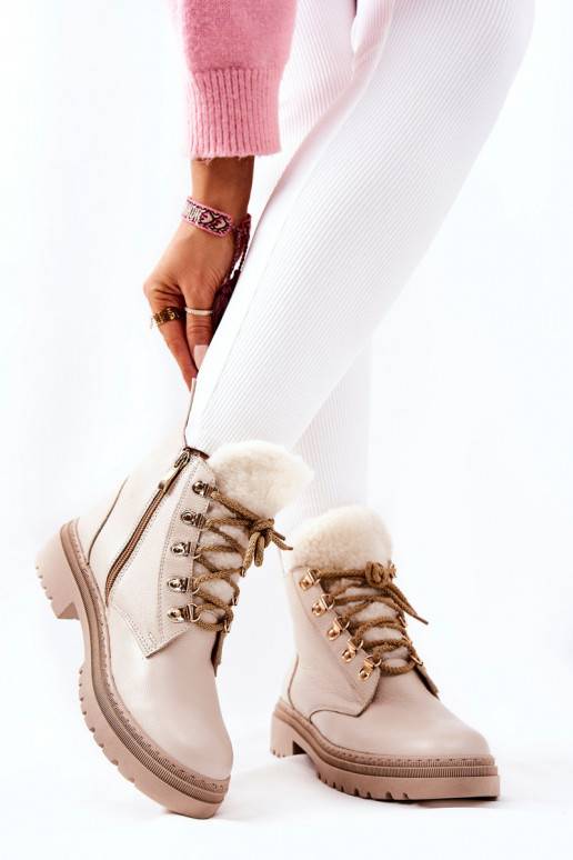 Leather Insulated Boots Beige Khaleni Leather Insulated Boots Beige Khaleni