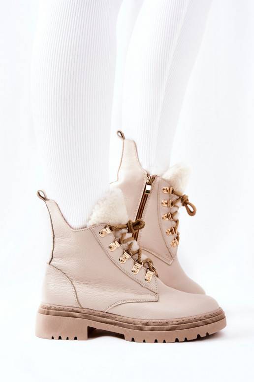 Leather Insulated Boots Beige Khaleni Leather Insulated Boots Beige Khaleni