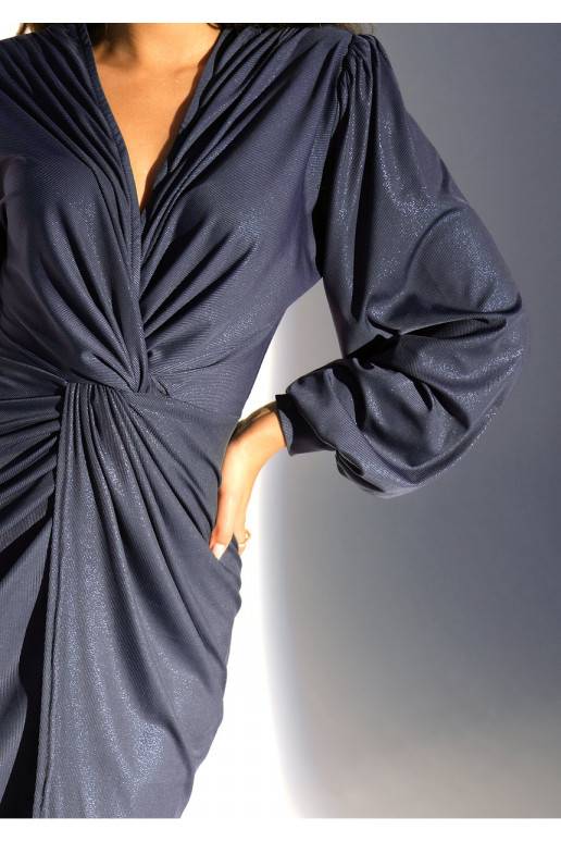 Labelle - Shiny dark blue midi dress