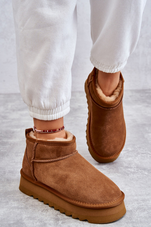 Fashionable Suede Low Snow Boots Camel Nucca Fashionable Suede Low Snow Boots Camel Nucca