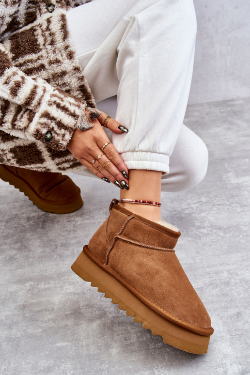 Fashionable Suede Low Snow Boots Camel Nucca Fashionable Suede Low Snow Boots Camel Nucca