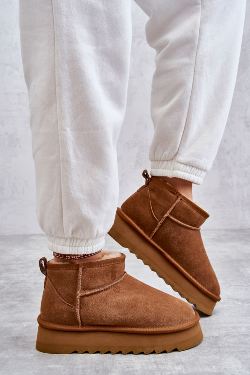 Fashionable Suede Low Snow Boots Camel Nucca Fashionable Suede Low Snow Boots Camel Nucca