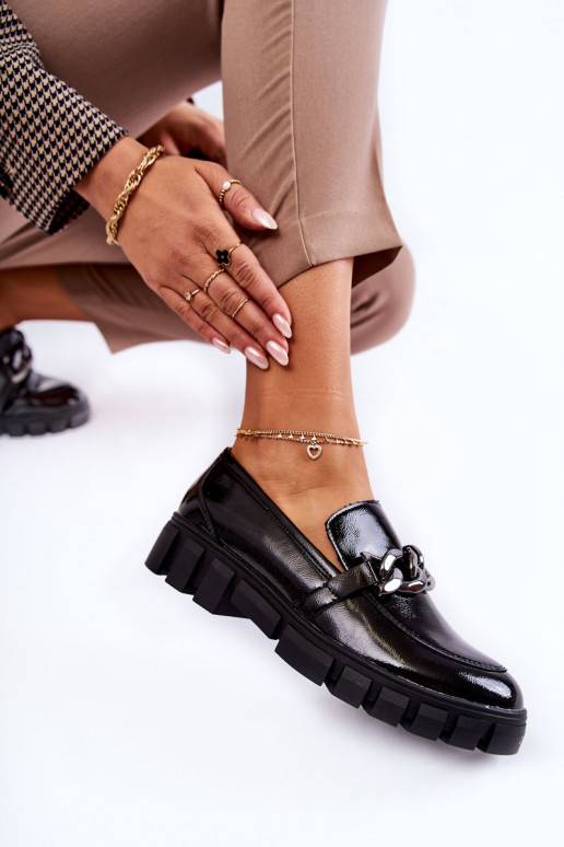 Lacquered Loafers On The Platform Black Inger Lacquered Loafers On The Platform Black Inger