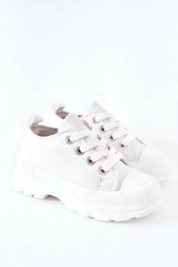 Children's Sneakers On A Platform White Travel Time 2