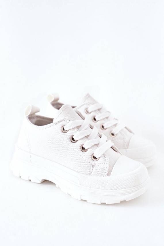 Children's Sneakers On A Platform White Travel Time