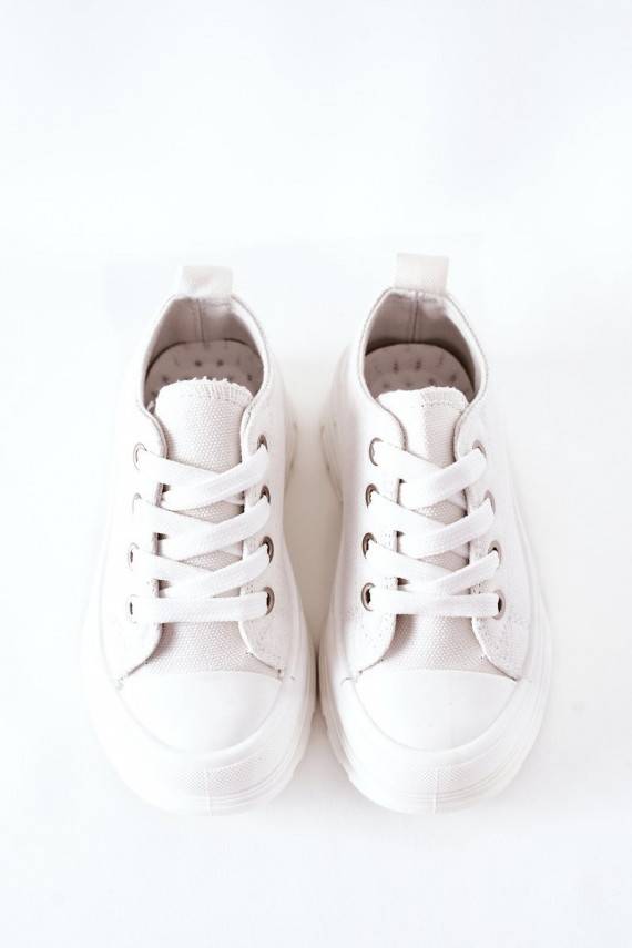 Children's Sneakers On A Platform White Travel Time