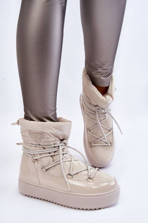 Women's Fashionable Lace-up Snow Boots Light beige Carrios Women's Fashionable Lace-up Snow Boots Light beige Carrios