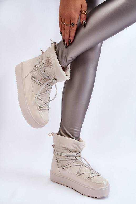 Women's Fashionable Lace-up Snow Boots Light beige Carrios Women's Fashionable Lace-up Snow Boots Light beige Carrios