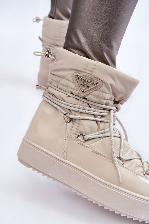 Women's Fashionable Lace-up Snow Boots Light beige Carrios