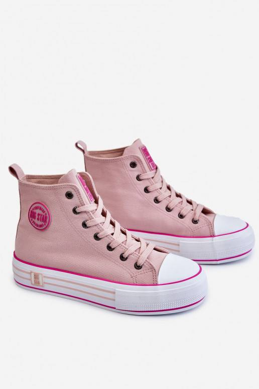 Women's High Textile Platform Sneakers Big Star LL274186 Pink