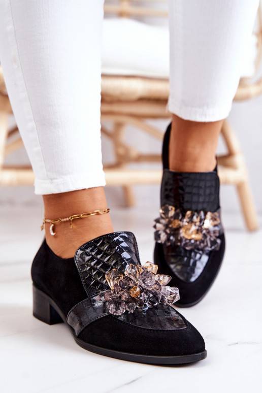 Suede Shoes With Decoration Black Davine  Suede Shoes With Decoration Black Davine
