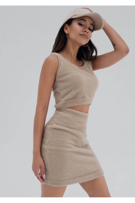 Seva - Beige knitted mini skirt